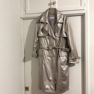 Calvin Klein XL faux leather gold pebble finish trench coat